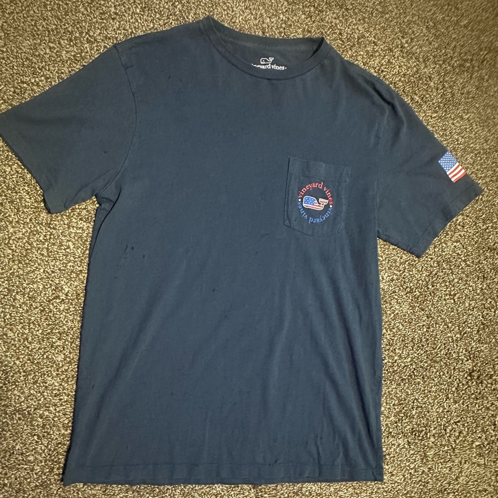 Vineyard Vines American Flag Logo Pocket T-Shirt Mens Small